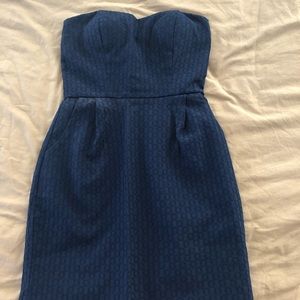Blue strapless dress